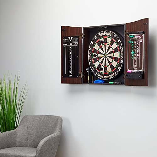 Viper by GLD Products Vault Deluxe Dartboard Cabinet with Shot King Sisal Dartboard and Illumiscore Scoreboard, Wood Viper