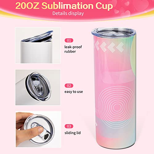 UIRZOTN 25 Pack 20 OZ Sublimation Tumbler Blanks Skinny Straight in Bulk, Stainless Steel Insulated Sublimation Tumbler with Polymer Coating for Heat Transfer, With Lid, Straw, ribbon, Gift Box UIRZOTN