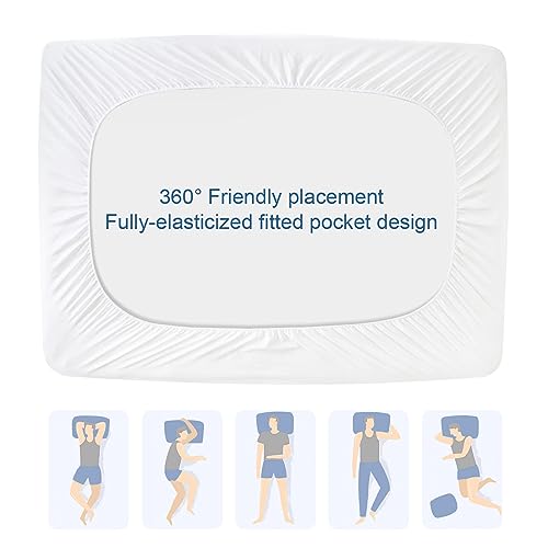 2 Pack Twin Mattress Protector Pad Waterproof Quilted, Breathable & Cooling Twin Size Mattress Cover Fitted for Kids with Deep Pocket Up to 14" for Single Bed, (White) SPRINGSPIRIT