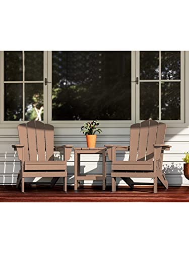 KINGYES Folding Adirondack Chair, HDPE All-Weather Folding Adirondack Chair, Brown KINGYES