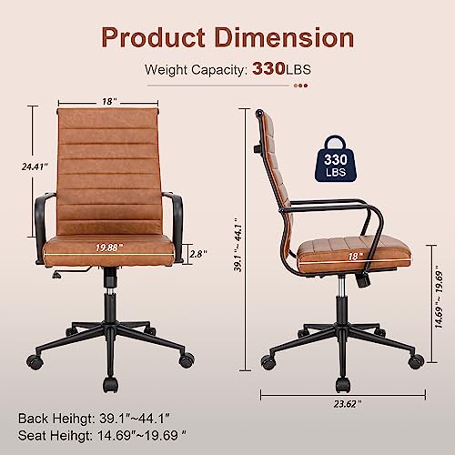 Okeysen Office Desk Chair Conference Room Chairs, Modern Ergonomic Executive Swivel Chair, Adjustable Height PU Leather Home Desk Chairs with Armrests, Comfy Computer Task Chairs with Wheels Okeysen