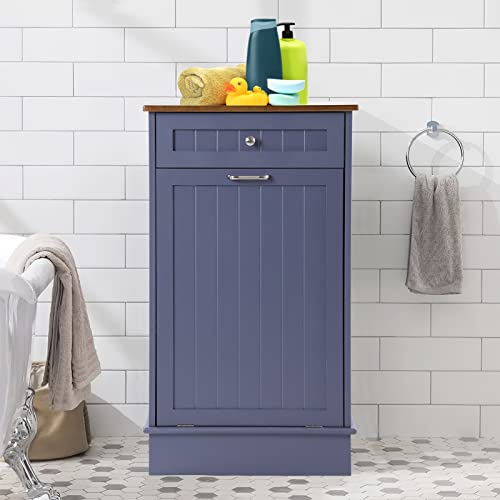 LOUVIXA Tilt Out Trash Can Cabinet, Blue, 10 Gallon Capacity, Wood Material, Dimensions 20.4"L x 13.5"W x 35.4"H LOUVIXA