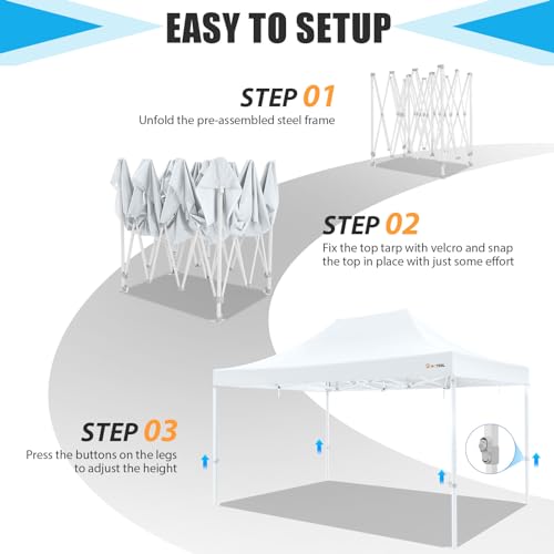 HOTEEL 10x15 Heavy Duty Pop Up Canopy Tent for Parties Event Wedding Commercial Instant Canopy Portable Shelter Folding with Roller Bag, Waterproof UV Resistant, Upgraded Thick Hexagonal Legs, White Hoteel