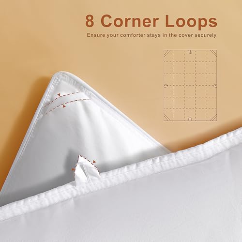 DOWNSTORIA Feather Down Fiber Comforter King Size, Ultra Soft Fabric Duvet Insert, Luxurious Hotel Collection White Bedding Comforters, All Season Medium Warmth 106 x 90 Inch. DOWNSTORIA