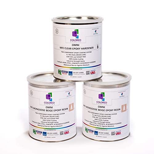 Colored Epoxies 10022 Light Beige Epoxy Resin Coating Made with Beautiful and Vibrant Pigments, 100% Solids, for Garage Floors, Basements, Concrete and Plywood. 3 Gallon colored epoxies