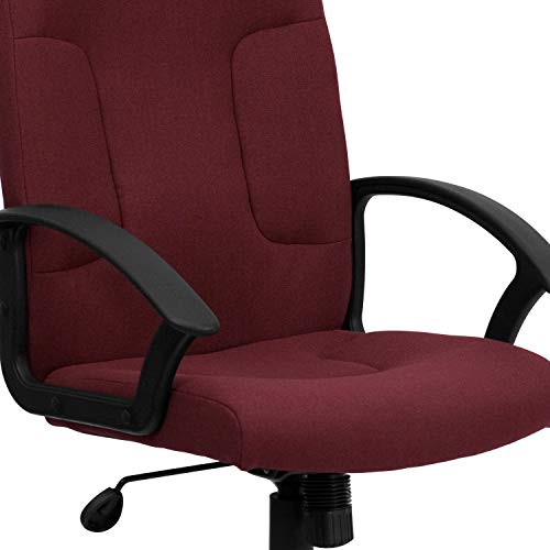 Flash Furniture Garver Mid-Back Burgundy Fabric Executive Swivel Office Chair with Nylon Arms Flash Furniture
