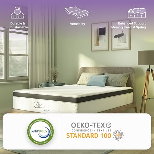 NapQueen 8 Inch Maxima Hybrid Mattress, Full Size, Cooling Gel Infused Memory Foam and Innerspring Mattress, Bed in a Box, White & Gray NapQueen