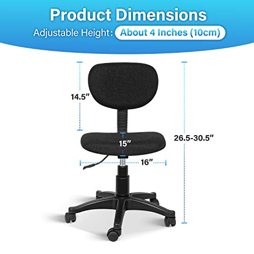 YSSOA Office Ergonomic Mesh Computer Chair with Wheels & Arms, Black, Lumbar Support YSSOA
