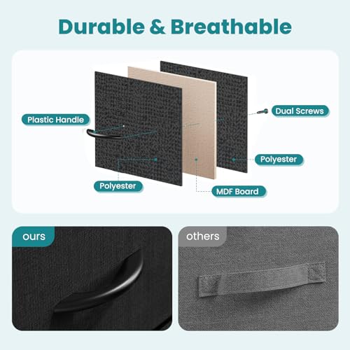 NEWBULIG Nightstand Small Dresser with 2 Fabric Drawers 25 Inch Tall Bedside Table Storage Furniture for Bedroom Closet Entryway College Dorm Black NEWBULIG