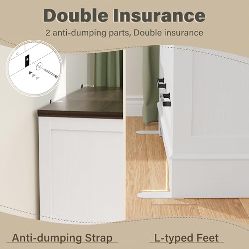 YESHOMY Tall Dresser for Bedroom,Farmhouse 5 Drawers Dresser, Chest of Drawer Chest, Multi-Tier Clothing Storage Cabinet, White and Brown