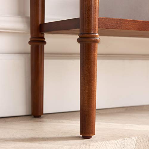 Leick Home Coastal Console Table, Solid Wood, with Drawer and Shelf, for Entryways, Hallways, and Living Rooms, Pecan Brown, 20027-PC Leick Home