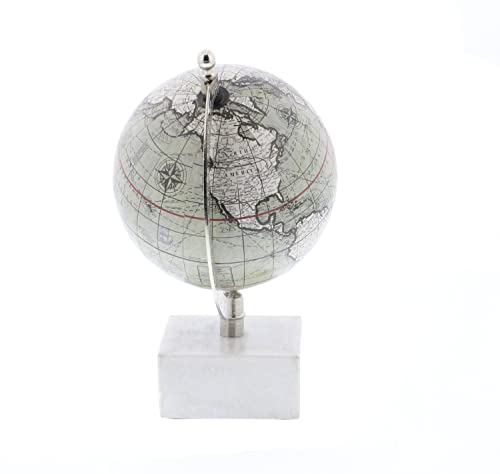 Deco 79 Marble Globe with Marble Base, 6" x 5" x 9", White Deco 79