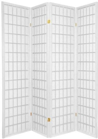 SQUARE FURNITURE Panel Shoji Screen Room Divider 3-10 Panel (4 Panel, Black, White, Cherry, Natural) SQUARE FURNITURE