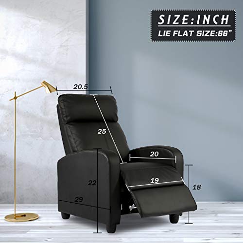 BestMassage | Recliner Chair | with 2 Point Massage Function | Black | with Lumbar Support, Adjustable Push Back, Wide Armrests, Footrest & Padded Seat | Easy Assembly | for Living Room, Home Theatre BestMassage