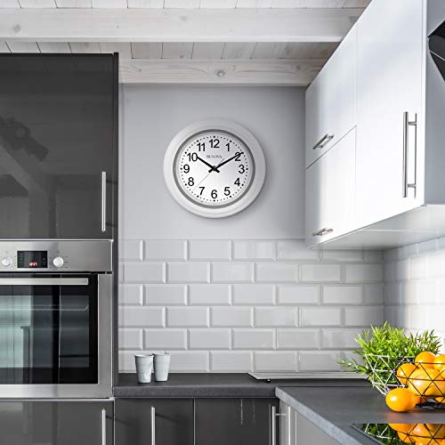 Bulova C4865 Night Vision Lighted Dial Wall Clock, 10", White Bulova