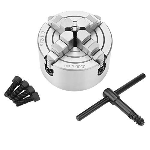 Lathe Chuck, Wood Lathe Chuck 4 - Jaw Independent Reversible 4inch SANOU K72-100 Metal Lathe Chuck Turning Machine Accessories Brrnoo