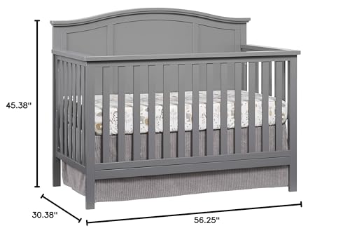 Oxford Baby Emerson 4-in-1 Convertible Baby Crib, Dove Gray, GreenGuard Gold Certified Oxford Baby