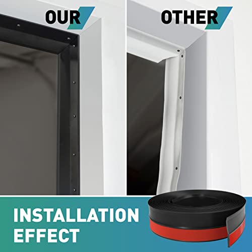 FCSOTSPS Garage Door Seal Top and Sides, 34.4FT Soft and Hard Composite Rubber Black Garage Door Weather Stripping Replacement, Universal Weatherproofing Garage Door Side Seal Strip FCSOTSPS