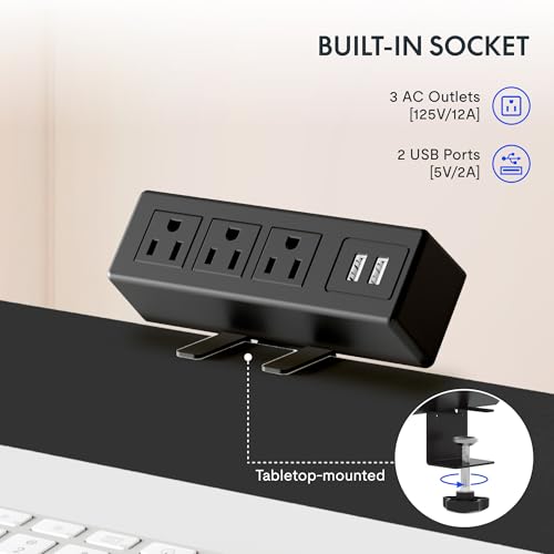 FLEXISPOT EN2 Whole-Piece Standing Desk with Clamp Power Strip, 60 x 24 Electric Stand Up Height Adjustable Desk with Cable Management (Black Frame + 60" Black Top, 2 Packages) FLEXISPOT