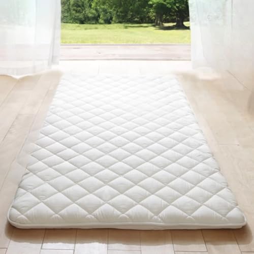 MIINA Japanese Futon Mattress, Made in Japan Twin (39"×78") White, Foldable Floor Lounger Bed Tatami Mat, Roll Up Sleeping Pad, Shikibuton MIINA