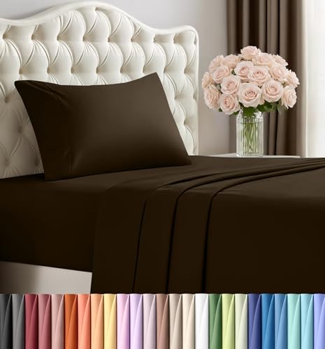 Utopia Bedding Twin Bed Sheets Set - 3 Piece Bedding - Brushed Microfiber - Shrinkage and Fade Resistant - Easy Care (Twin, Brown) Utopia Bedding