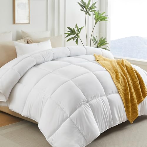 L LOVSOUL Down Alternative Queen Comforter Duvet Insert,All Season Duvet Insert with Corner Tabs,White Comforter Queen Size 90x90Inches L LOVSOUL