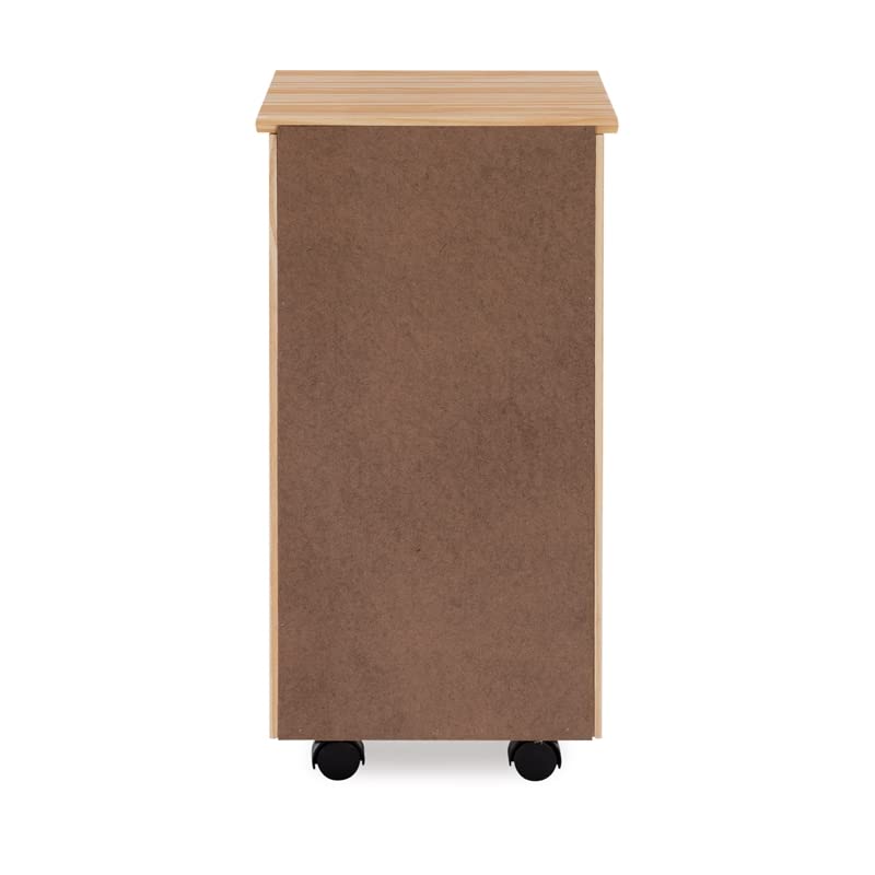 Linon Callie Multipurpose Six Drawer Natural Wood Rolling Storage Cart with Casters in Brown Linon