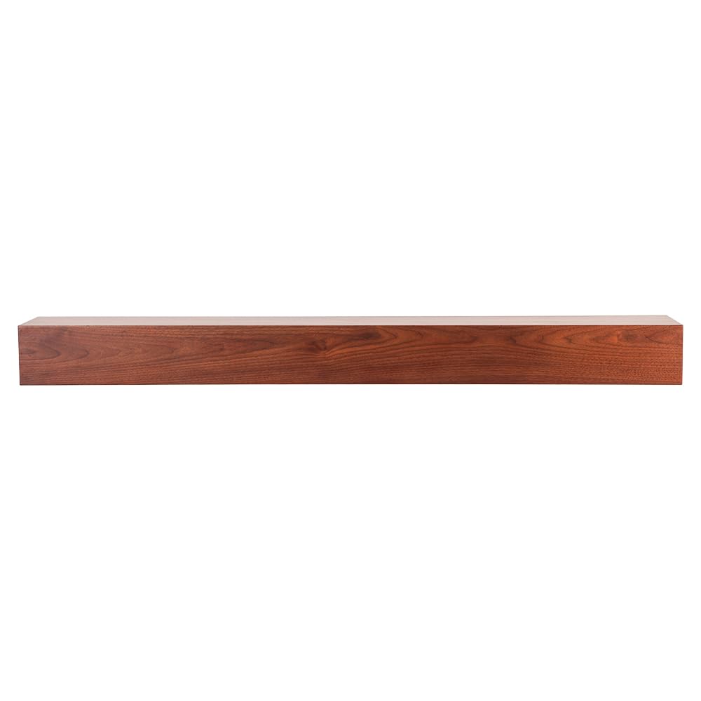 Modern Ember Walnut Creek 72 Inch Fireplace Mantel Shelf in Burnt Sienna - Durable 9" Depth, Wall-Mounted Shelf with Smooth Finish and Close-Grain Details, Real Walnut Wood Modern Ember