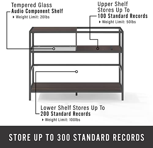Crosley Furniture Provo Console Record Player Stand with Storage for Vinyl Records, Matte Black/Brown Crosley Furniture