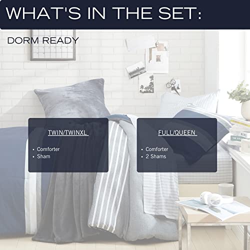 Nautica - Queen Comforter Set, Soft & Reversible Bedding for Year Round Comfort, 3 Piece Bed Set with Matching Pillowcases (Heathered Block Grey) Nautica