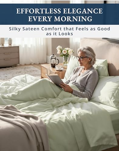 100% Egyptian Cotton Queen Bed Sheet Set – 1000 Thread Count 4 Piece Queen Sheets Set, Breathable & Fade Resistant, Silky Sateen Weave, Ultra-Soft Hotel Luxury Bedding with 15" Deep Pocket - Mineral LANE LINEN