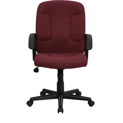 Flash Furniture Garver Mid-Back Burgundy Fabric Executive Swivel Office Chair with Nylon Arms Flash Furniture