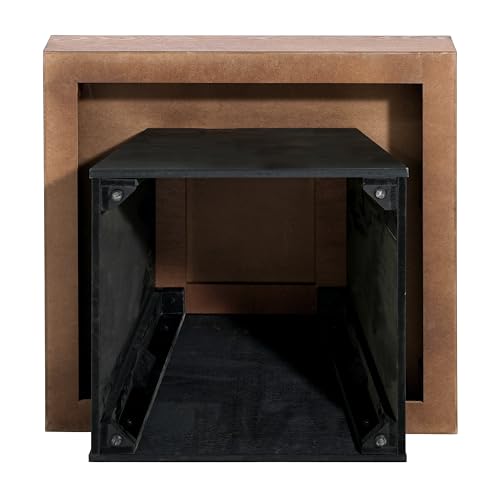 Christopher Knight Home Sami Mid Century Modern Coffee Table for Living Room Furniture/Apartment, Square Side Table with Wood Grain Top, Wooden End Table with Sturdy Pedestal Base, Black + Brown Christopher Knight Home