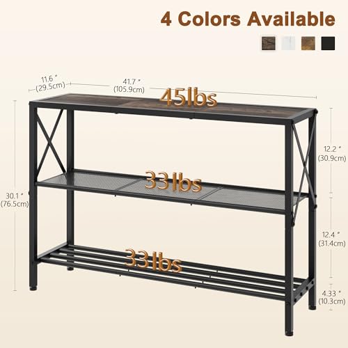 Hoctieon Industrial Console Table, 3 Tier Entryway Table, Hallway Table, Narrow Sofa Table with Shelves, Entrance Table for Entryway, Living Room, Foyer, Hallway, Office, Grey Hoctieon