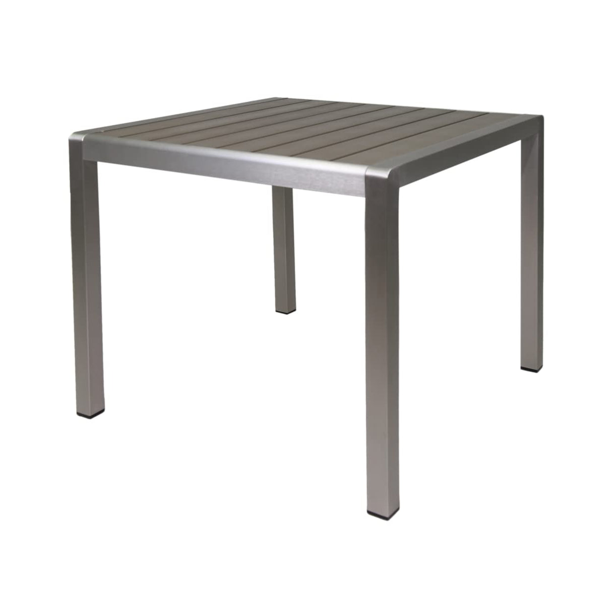 Christopher Knight Home Louie Coral Outdoor Dining Anodized Aluminum-Faux Wood Table Top-Square Gray-35, Silver + Gray Christopher Knight Home