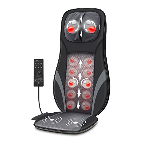 Snailax Shiatsu Back Massager with Heat -Deep Kneading Massage Chair Pad with Adjustable Intensity, Shiatsu Chair Massager to Relax Full Body Muscle,Gift for Mother Snailax