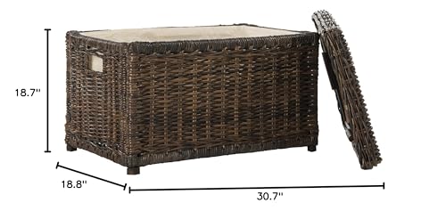 happimess HPM9002A Elijah 30" Wicker Storage Trunk, Collapsible for flat storage, Rattan-Sarang Buaya, Coastal for Office, Dorm Room-LivingRoom, Bedroom, Dining Room, Brown happimess