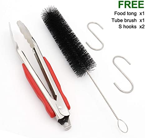 12" Pellet Smoker Tube for pellet Grill 2 Pack Cold Smoker Generator for BBQ Stainless Steel Wood Pellet Tube Smoker Fit Electric Gas Charcoal Grill, Provides Food tong and Brush and Hook JIIGAAT