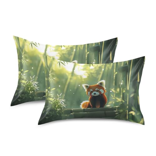 Bokkoy Soft and Silky Satin Pillow Case with Red Panda Watching Wrinkle Resistance for Standard, Queen, and King Sizes - Single Pack Sales Bokkoy