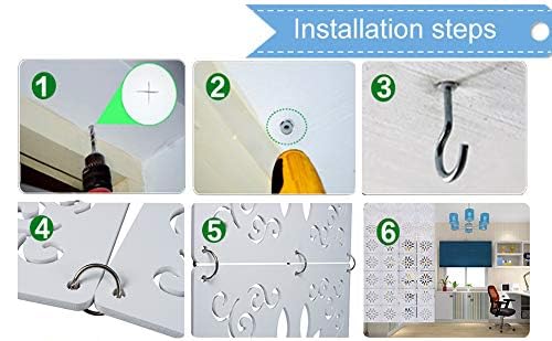 BMIDRUT White Hanging Room Divider,12 Pieces Wood-Plastic DIY Panel Screens Partition Wall Dividers Room Decoration with All Accessories 11.4x11.4 Inch BMIDRUT