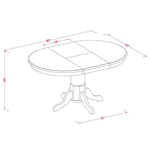 East West Furniture PORT7-SBR-W 7 Piece Dining Room Table Set Consist of an Oval Kitchen Table with Butterfly Leaf and 6 Dining Chairs, 42x60 Inch, Saddle Brown East West Furniture