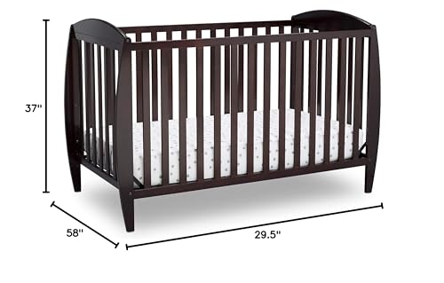 Delta Children Taylor 4-in-1 Convertible Baby Crib, Easy to Assemble, Sustainable New Zealand Wood, JPMA Certified, Dark Chocolate Delta Children