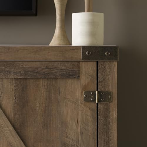 Walker Edison Georgetown Modern Farmhouse Double Barn Door TV Stand for TVs up to 65 Inches, 58 Inch, Rustic Oak Walker Edison