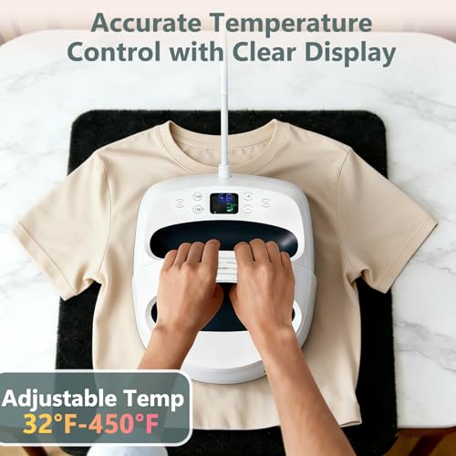 9" x 12" Heat Press Machine for T-Shirts, Portable Mini Heat Press with LED Display, Wide Temperature Control 32°F–450°F for HTV Vinyl and Fabrics, Ideal for Home and Professional Craft Projects Simple Deluxe