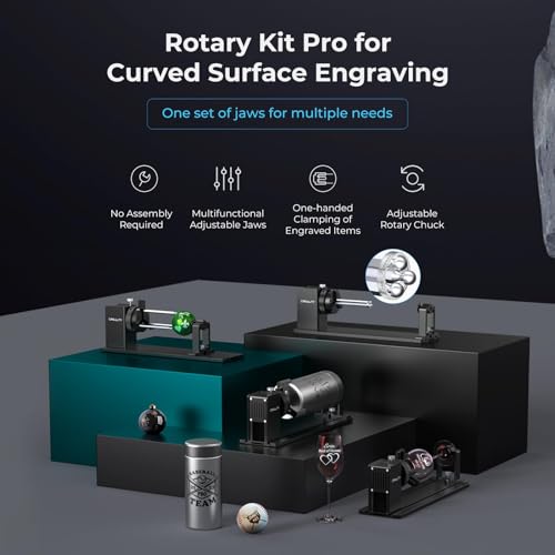 Creality Rotary Roller Pro, Laser Engraver Accessories 3-in-1 Kit for Falcon and Other Engraving Machines, Jaw Chuck for Glass, Cylindrical Objects, Ring, Cups, Pens Creality