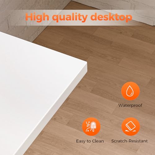 Mericonia 66 inch Large Corner Gaming Desk, Simple L Shaped Desk with CPU Stand & Hooks, Computer Desk for Home, Bedroom & Office Workspace, White Mericonia
