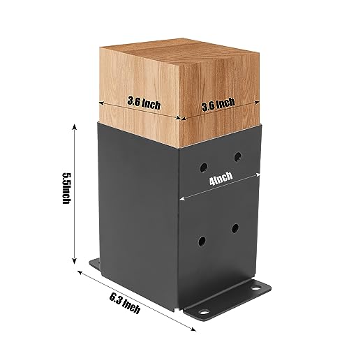 Nrspp 4x4 Post Base 8 Pcs,(Inner Size3.5"x3.5")Wood Fence Pergola Post Bracket, Black Powder Coated Post Anchor,Deck Post Base Support Base Plate Pergola Brackets Fence Kit… Nrspp