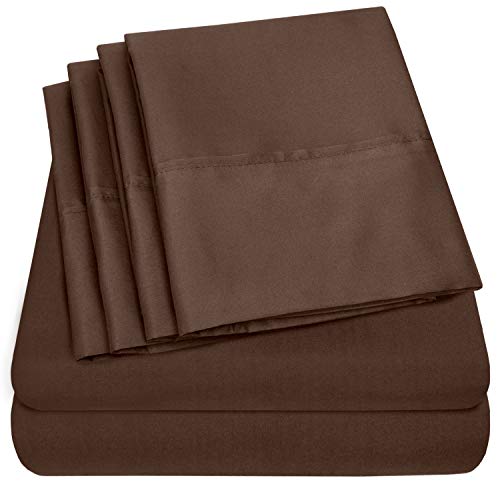 Twin Size Bed Sheets - 4 Piece 1500 Supreme Collection Fine Brushed Microfiber Deep Pocket Twin Sheet Set Bedding - 1 EXTRA PILLOW CASES, GREAT VALUE, Twin, Brown Sweet Home Collection