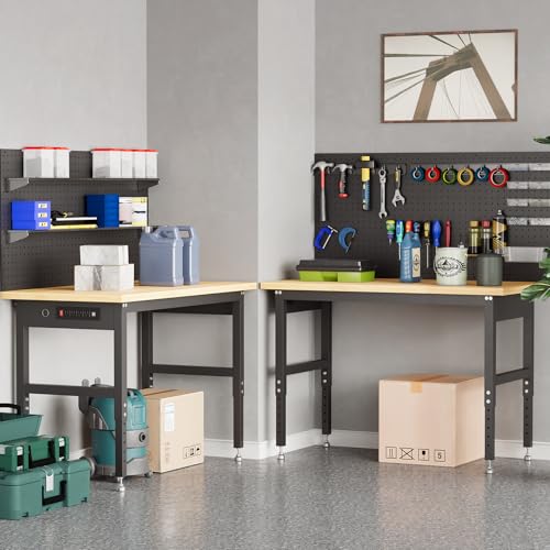 60" Heavy Duty Adjustable Workbench with Pegboard,2000 LBS Capacity ExploreHorizon