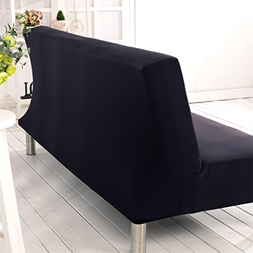 Stretch Futon Cover Armless Sofa Slipcover Foldable Sofa Bed Covers with Elastic Bottom, Machine Washable (Black) HUOZHI